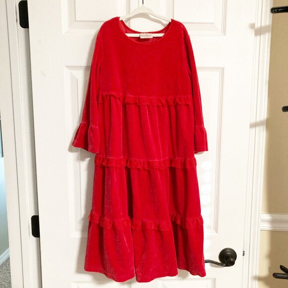 Hanna Andersson Love 2 Twirl Velour Dress Apple Red Size 140 Girls Size 10 - Picture 1 of 7